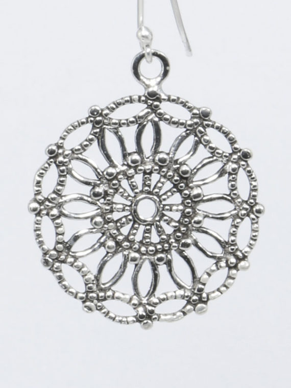 Mandala 925 sterling silver earrings