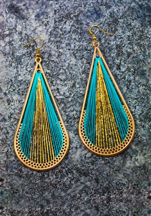 2021 Fashion Jewelry Golden Plated Big Triangle Round Hanging Drop Earring  Handmade Colorful Silk Thread Earrings for Women Girl